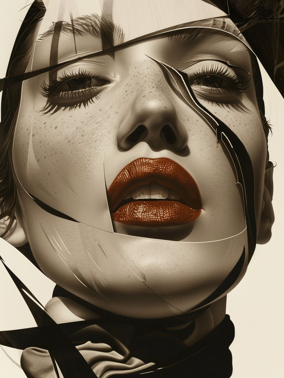 Surrealist Monochrome Fluid Portrait - Image 2