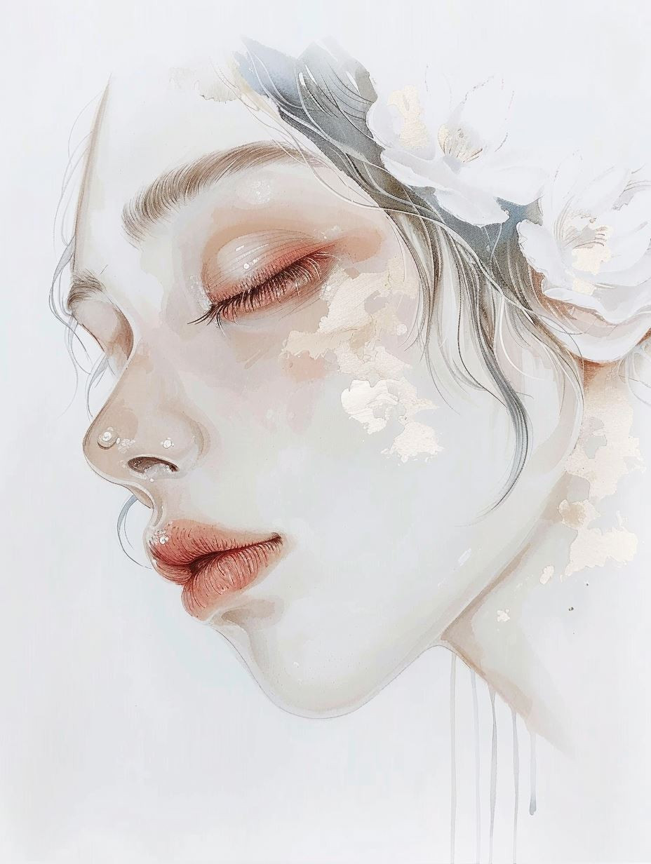 Ethereal Bloom Watercolor Portrait