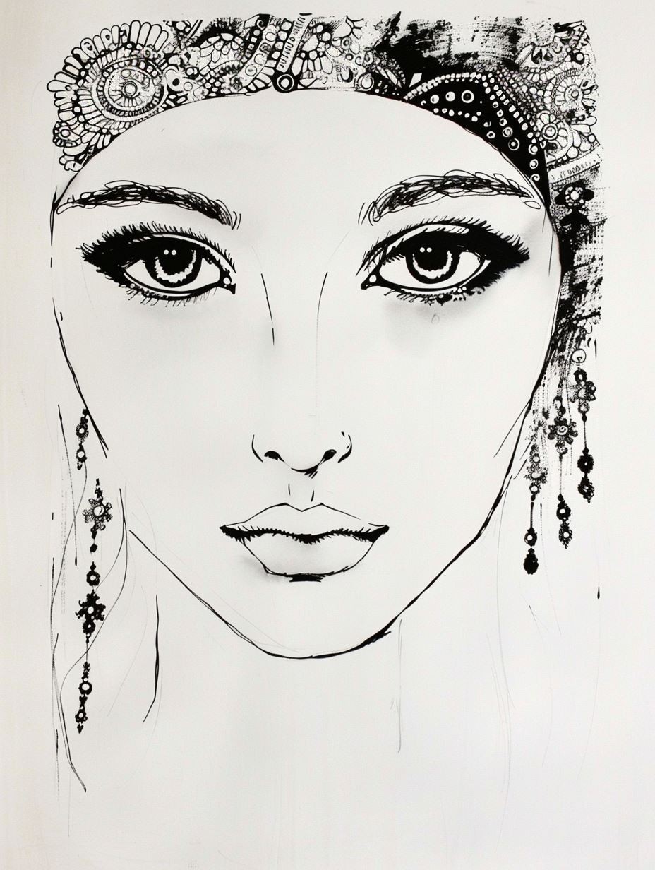 Ethereal Ink and Pastel Portrait - Image 2