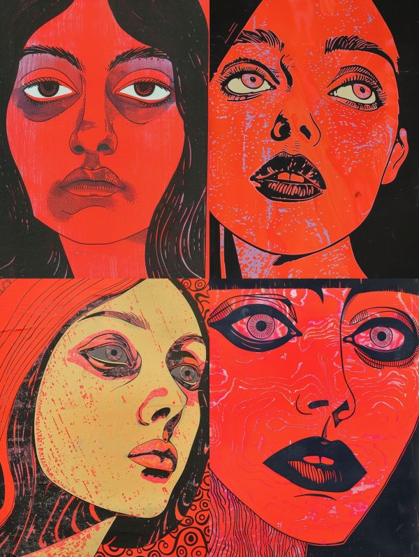 Crimson Halftone Pop Art Portrait