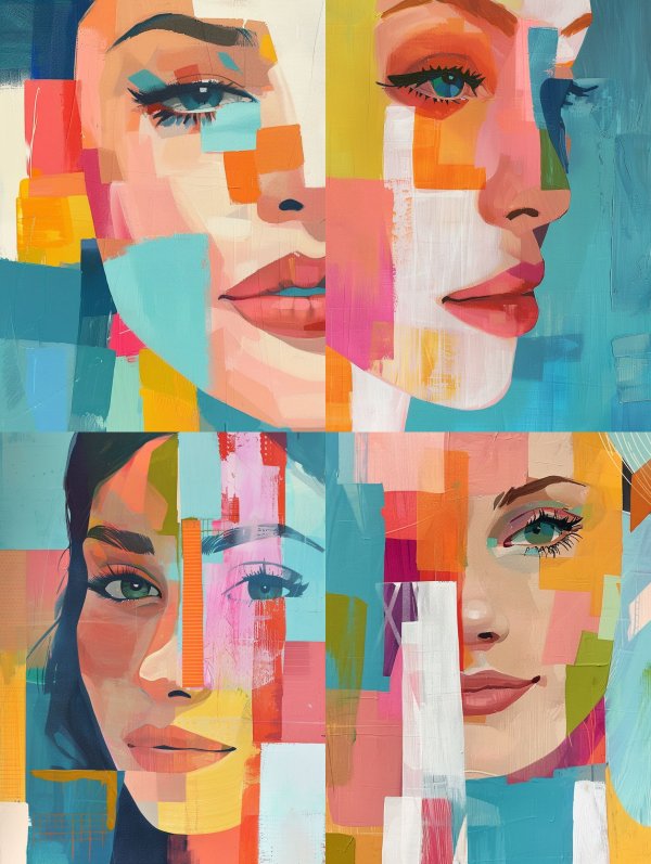 Fragmented Portraits in Vibrant Color