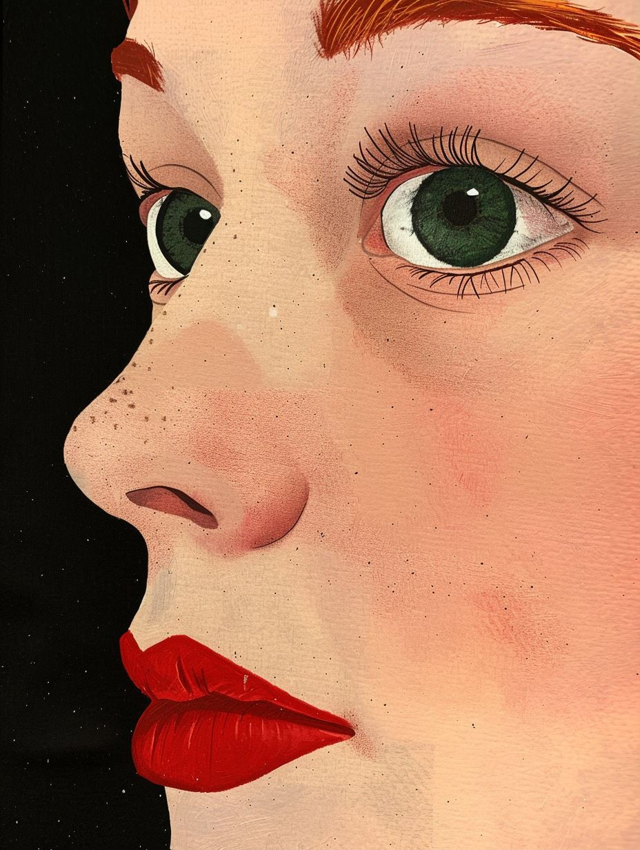 Vivid Crimson Portrait Study - Image 1