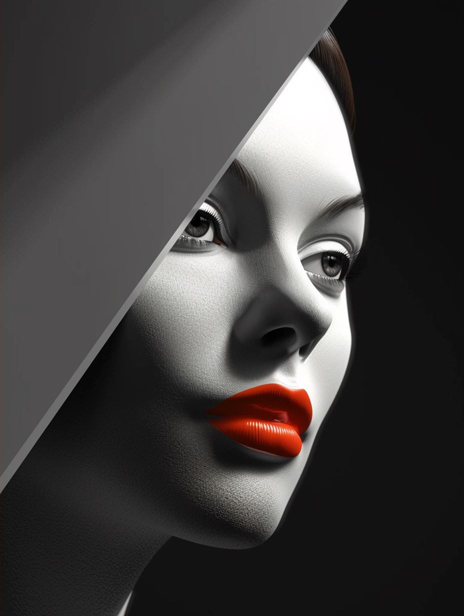 Surrealist Crimson Contrast Portrait - Image 2