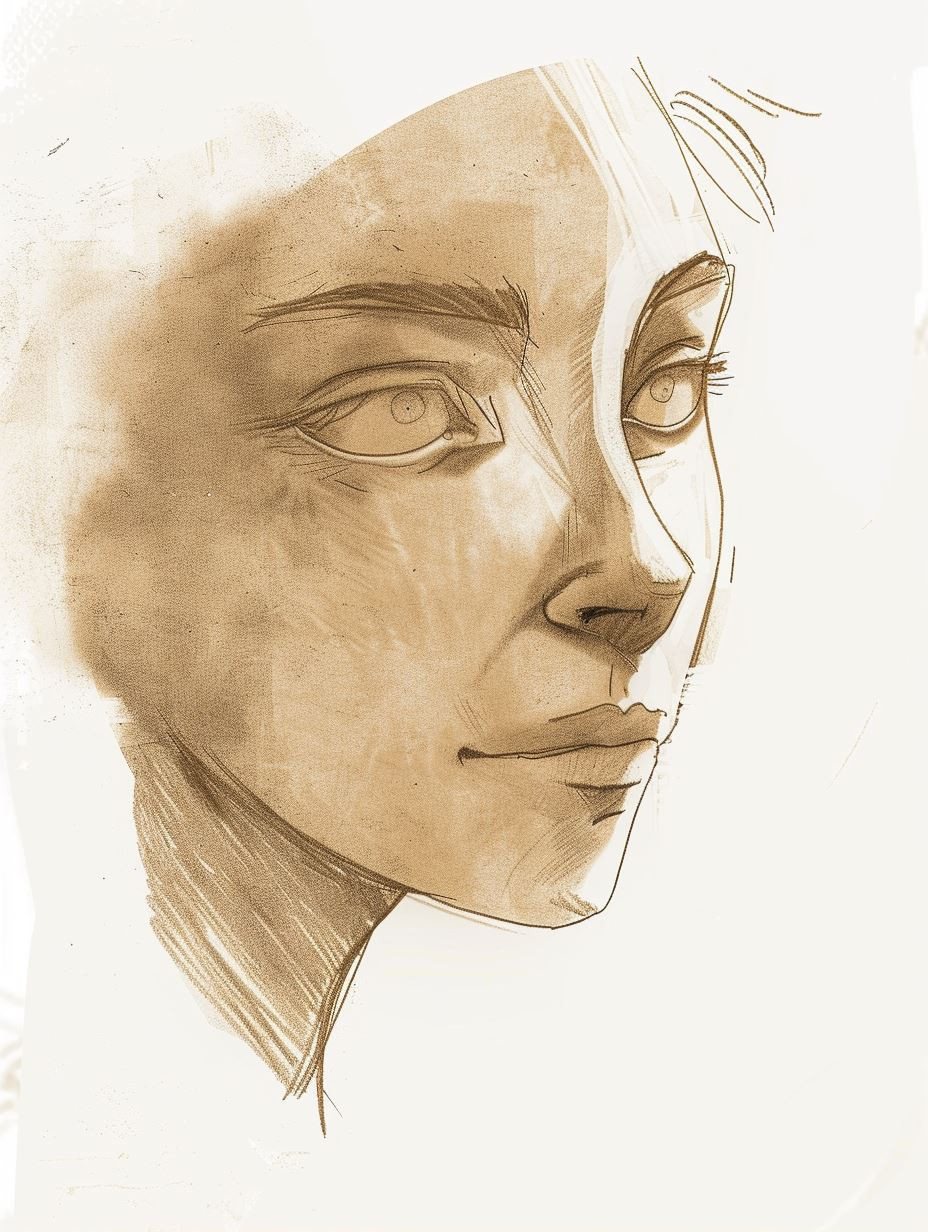 Sepia Toned Ethereal Portrait Sketch