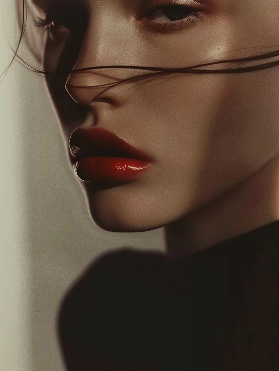 Crimson Lips Cinematic Portraiture - Image 4