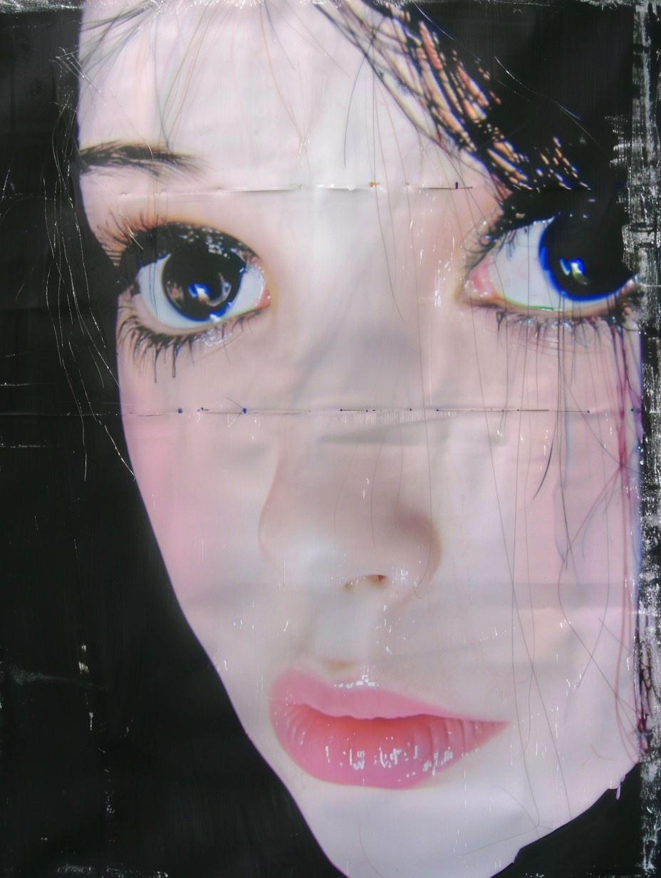 Melancholic Anime Mixed Media Portrait - Image 3