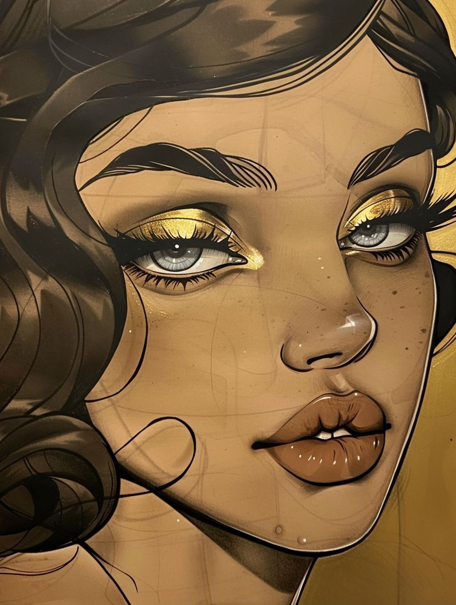 Golden Gaze Noir Portrait - Image 2