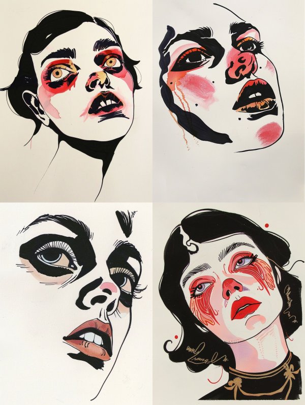 Crimson Gaze Avant Garde Portrait