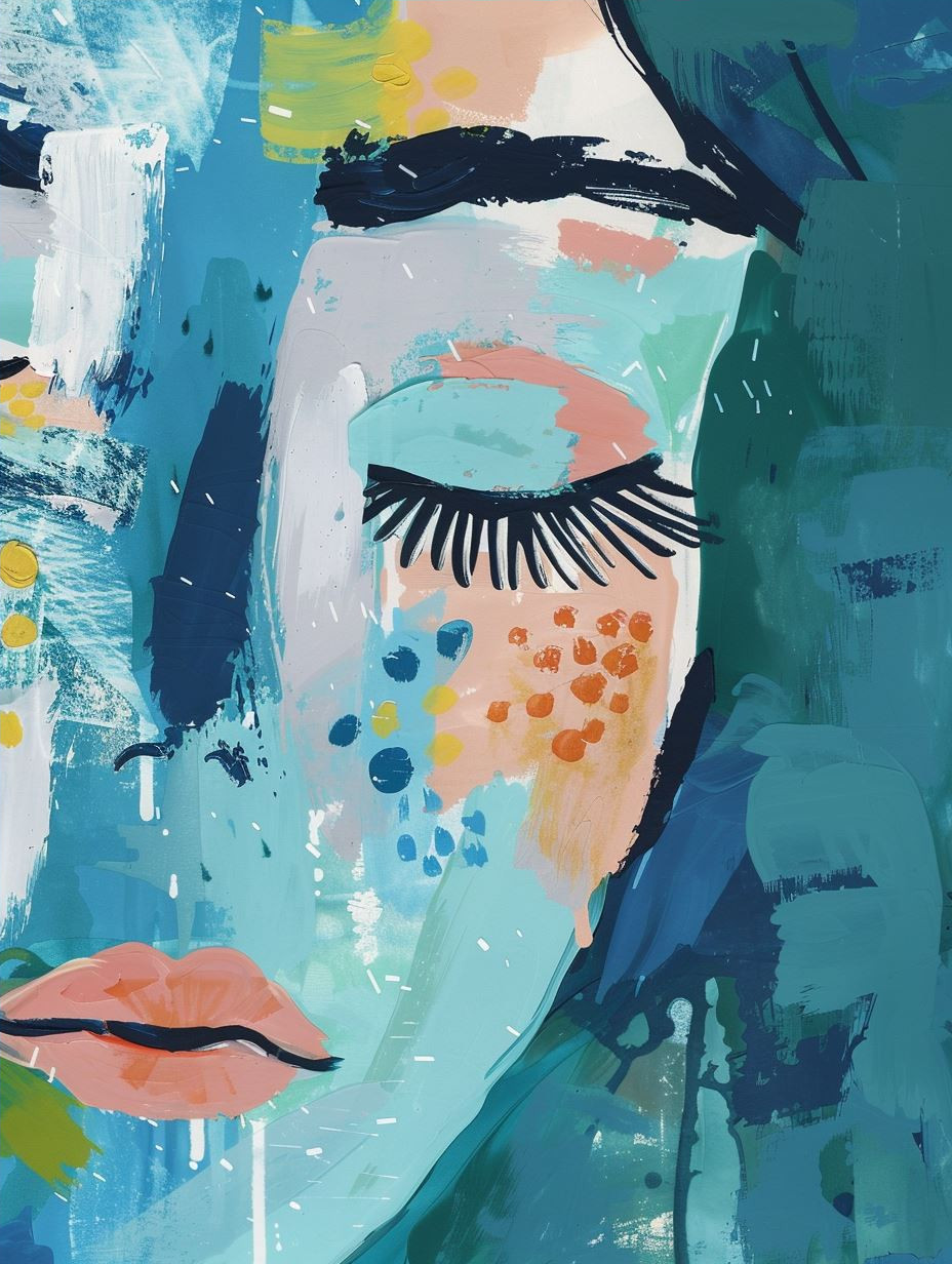 Abstract Azure Feminine Portraits - Image 4