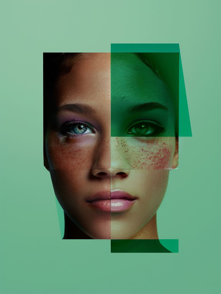 Fragmented Gaze in Mint Tones - Image 3