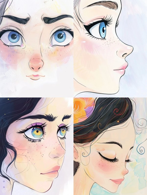 Ethereal Gaze: Four Portraits of Dreamy Eyes