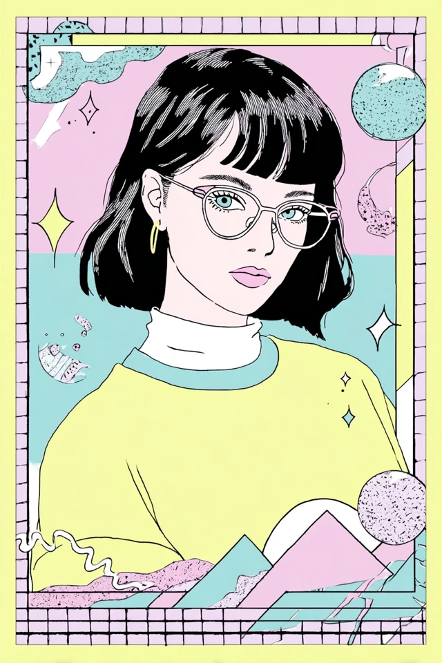 Pastel Dreams in a Retro Grid - Image 1