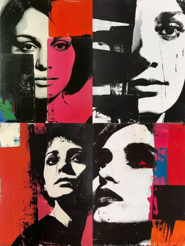Fragmented Portraits in Bold Contrast