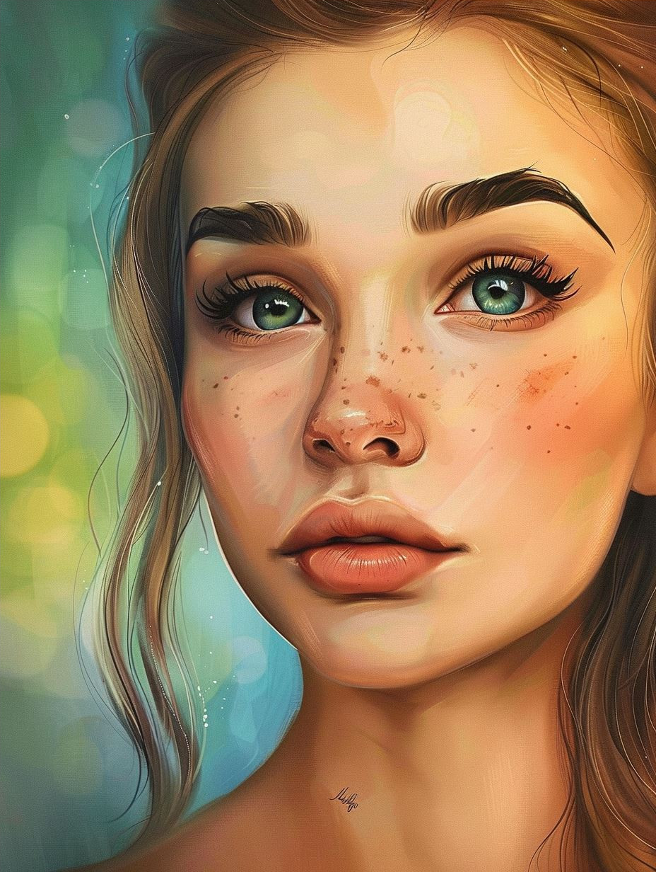 Ethereal Freckled Portrait in Gold - Image 4