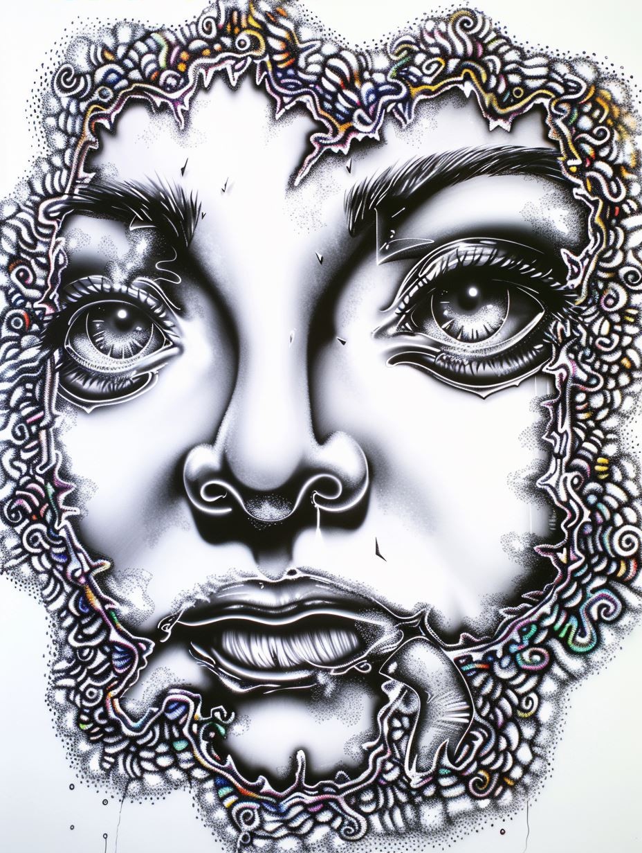 Psychedelic Monochrome Portrait Study - Image 3