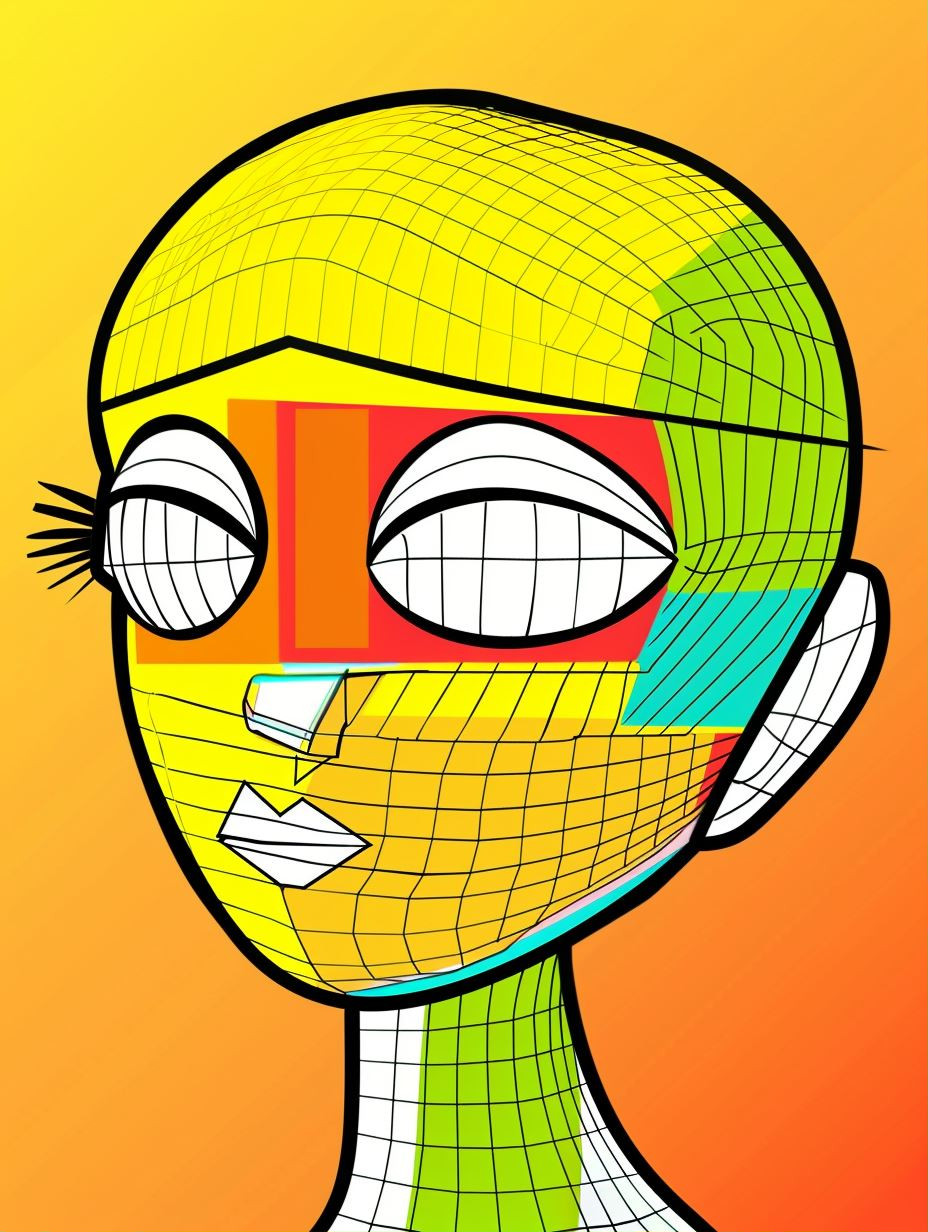 Neon Grid Digital Portrait