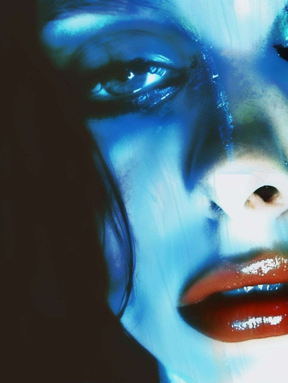 Fragmented Blue Neon Portraits - Image 1