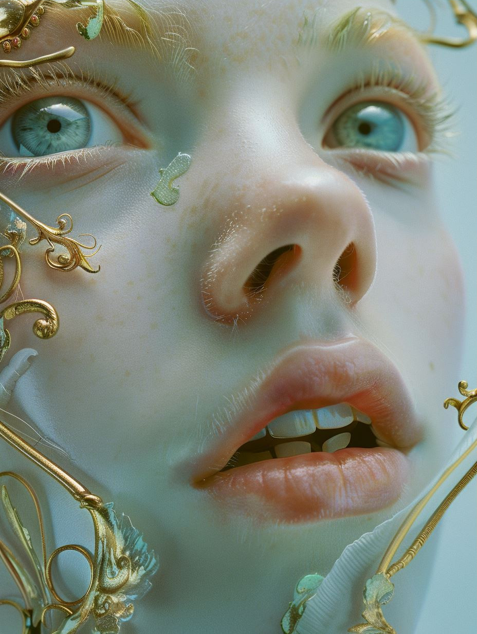 Gilded Porcelain Ethereal Visage - Image 3