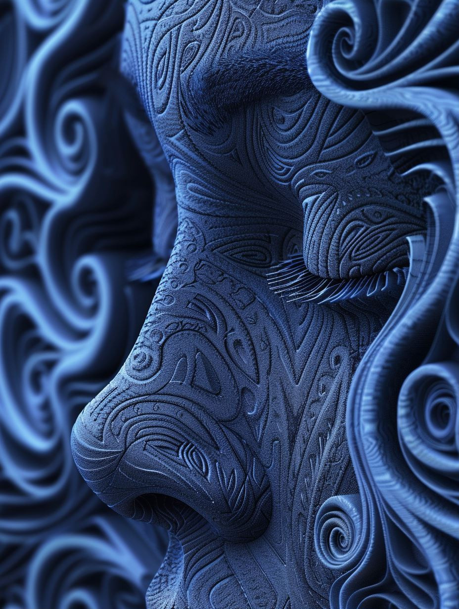Ethereal Blue Sculpted Portraits - Image 1