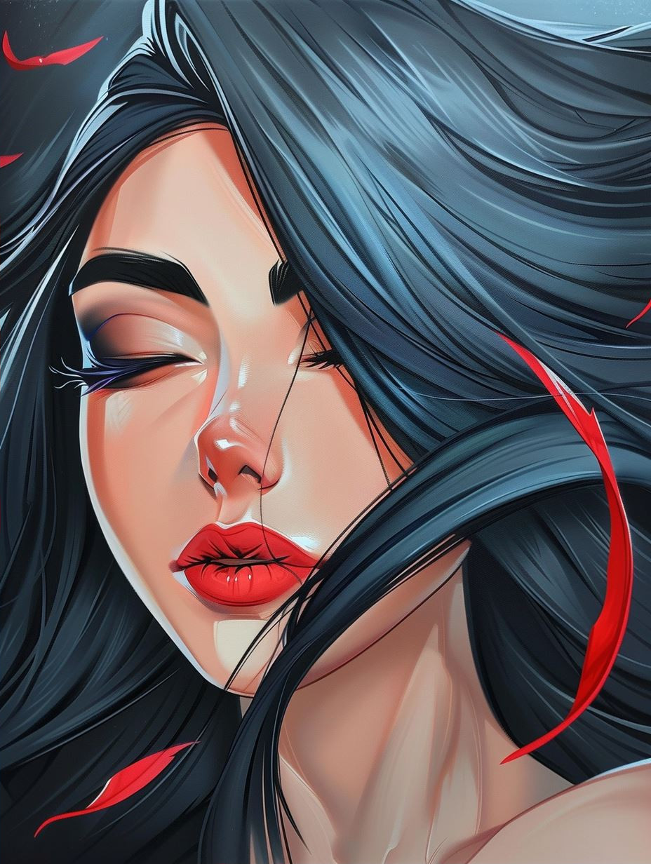 Electric Azure Gaze Portrait - Image 2