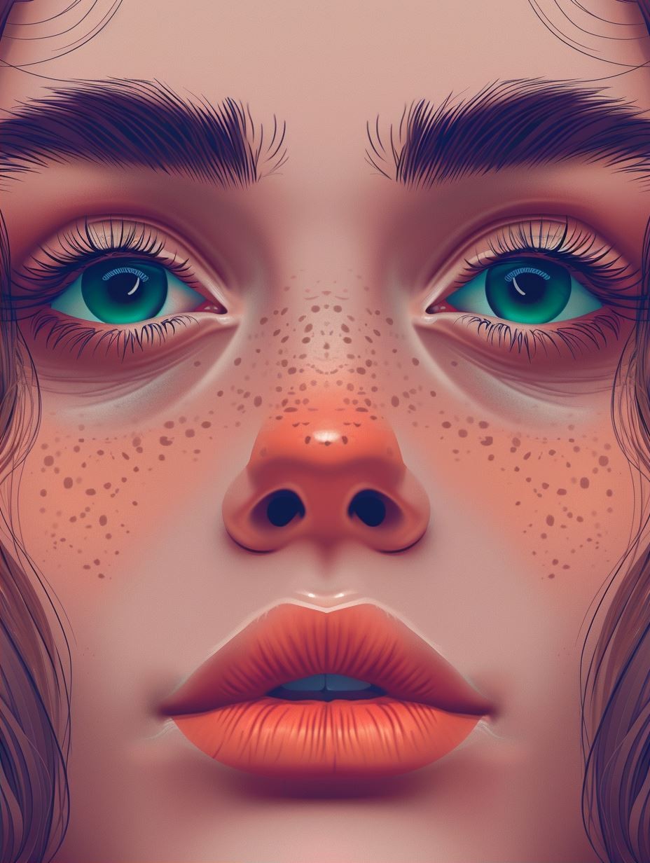 Surreal Neon Freckled Portrait - Image 2