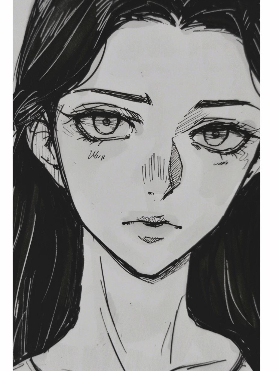 Melancholic Monochrome Manga Portraits - Image 1