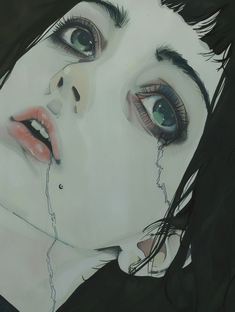 Melancholy Gaze in Ink - Image 1