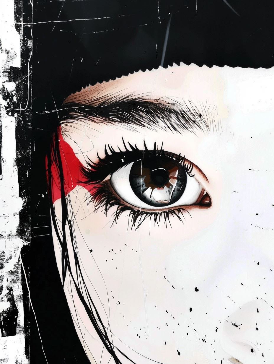 Crimson Contrast Gothic Portrait - Image 3