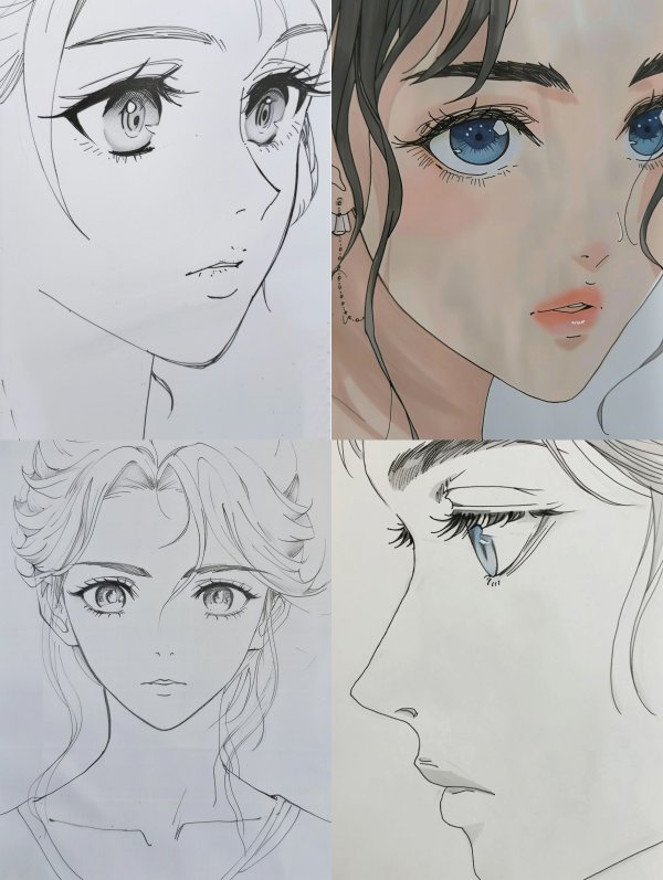 Minimalist Manga Line Art Portrait