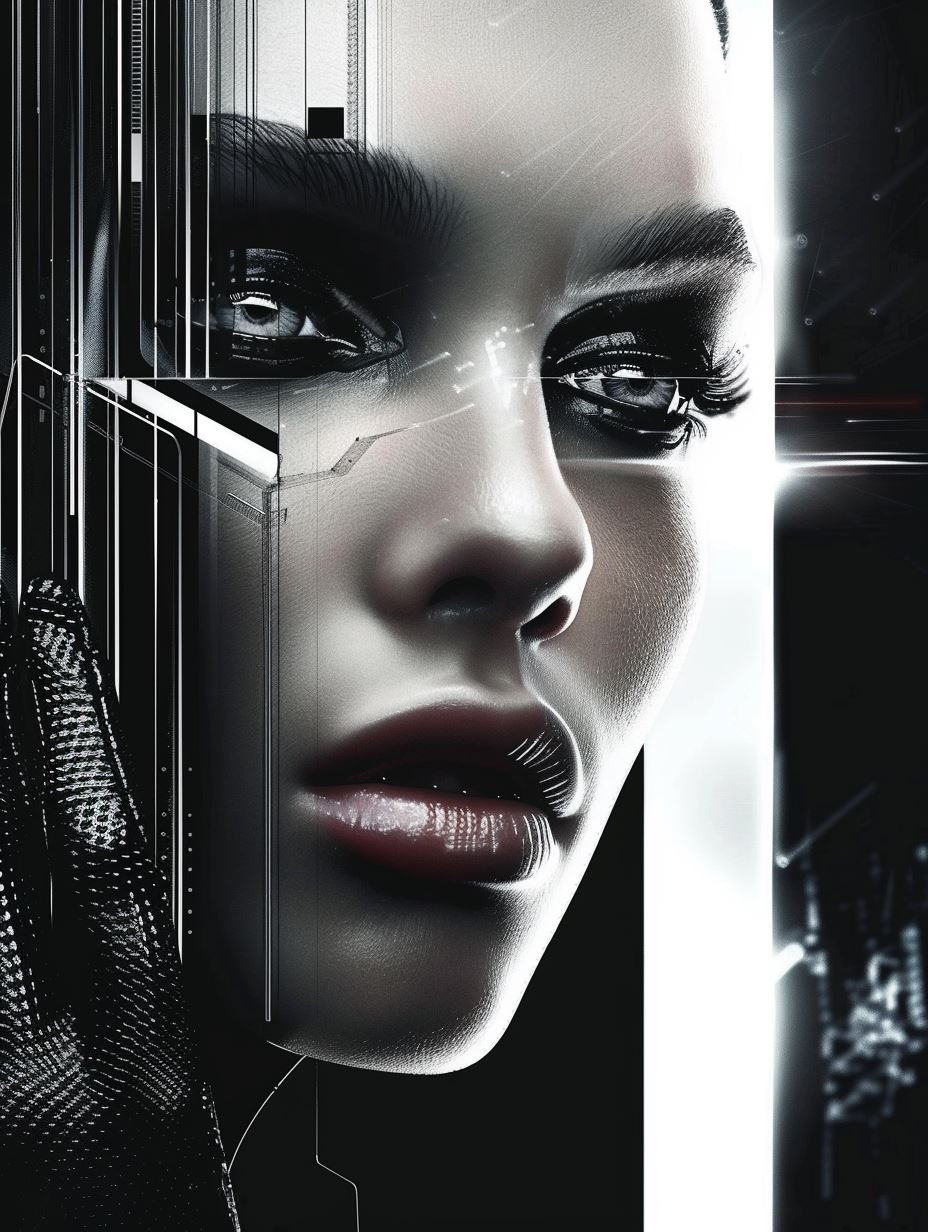 Cybernetic Elegance in Monochrome - Image 1