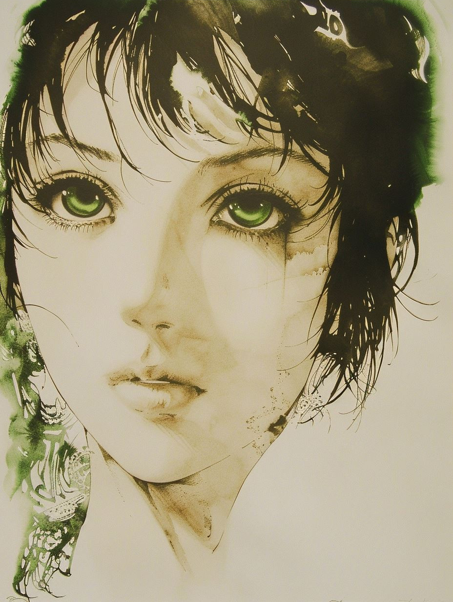 Emerald Gazes: Surreal Digital Portraits - Image 3