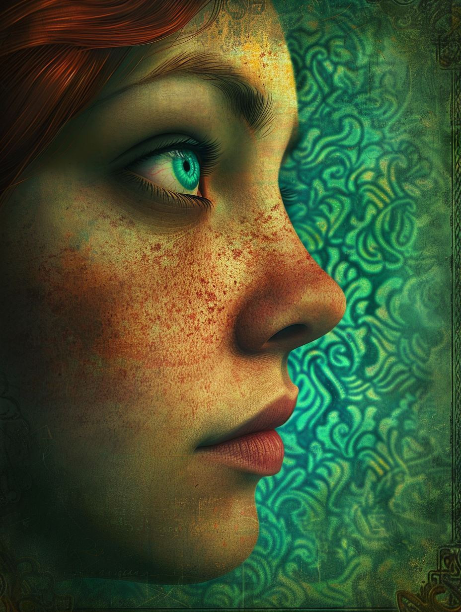 Ethereal Freckled Gaze in Teal - Image 1