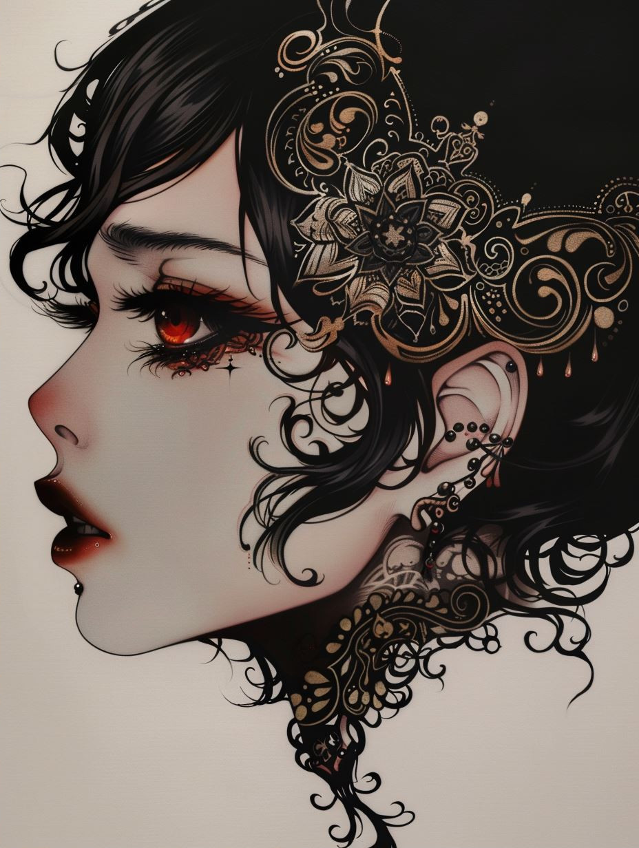 Gothic Opulence and Crimson Gaze - Image 2