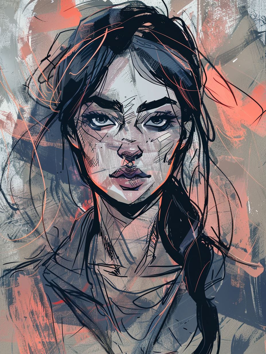 Abstract Portraits in Red and Grey - Image 2