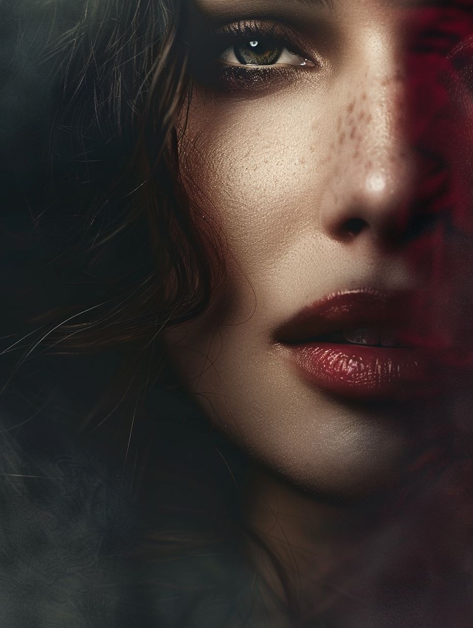 Crimson Shadow Ethereal Portrait