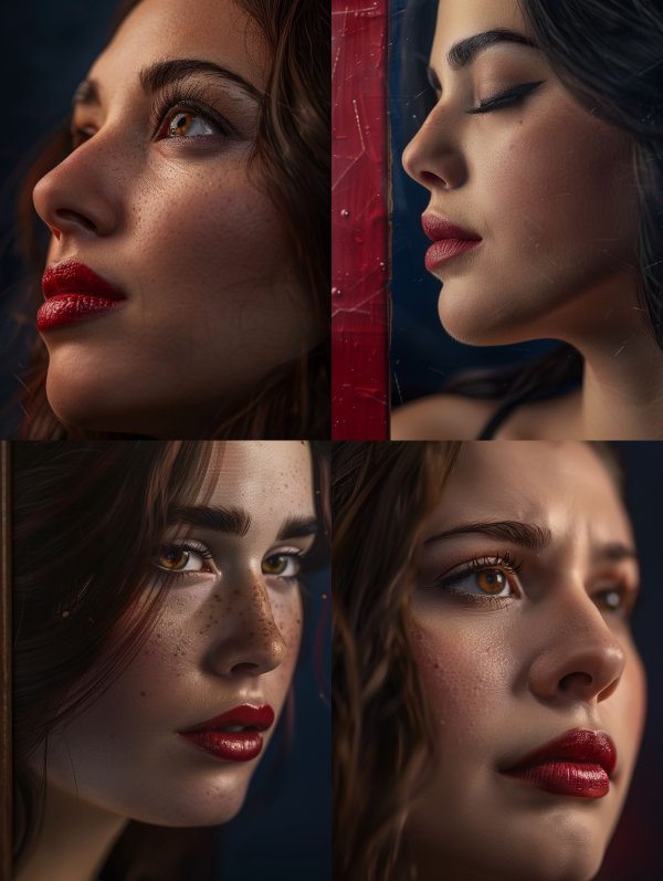 Crimson Lips and Golden Gaze