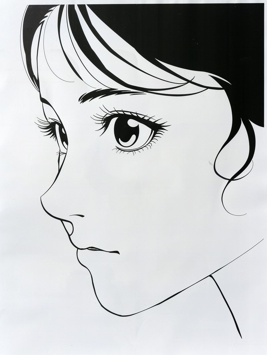 Minimalist Manga Ink Portrait - Image 1