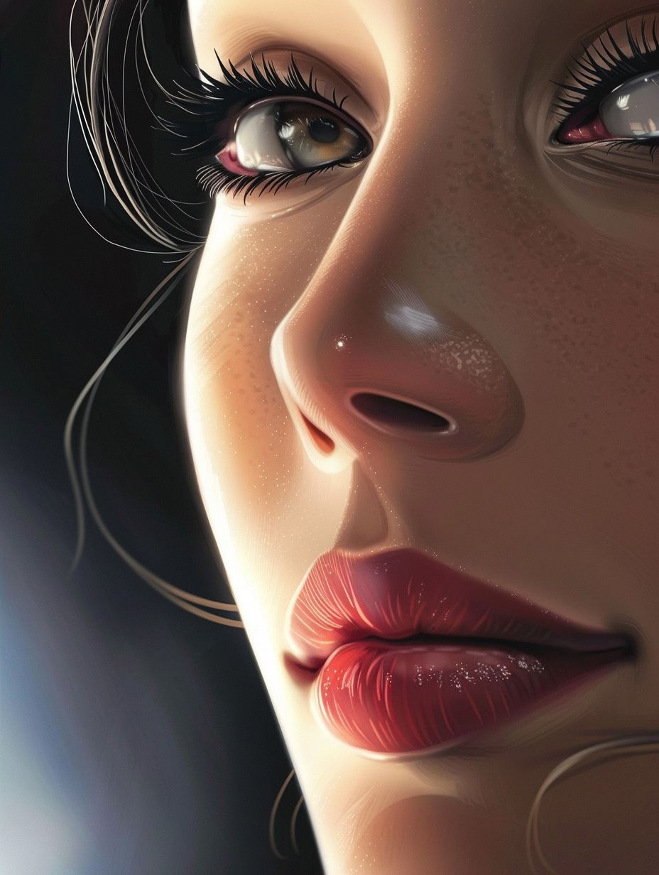 Ethereal Gaze in Crimson Light - Image 2