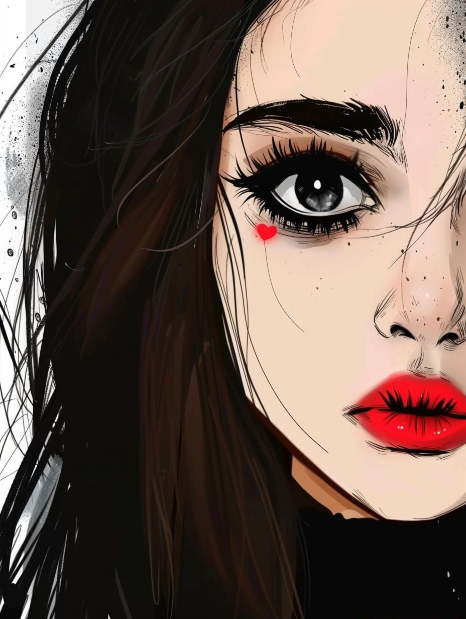 Crimson Contrast Gothic Portrait - Image 2