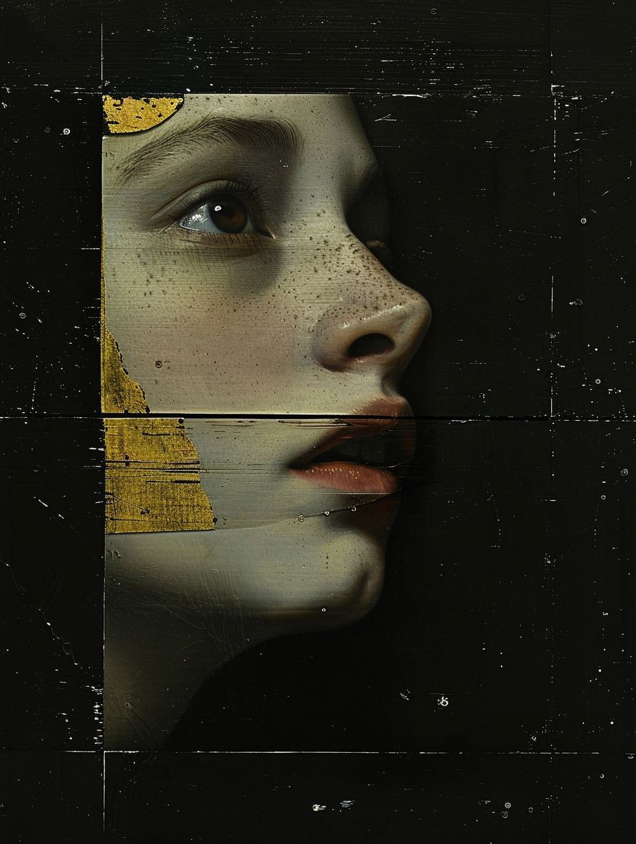 Fragmented Gaze of Golden Silence - Image 1