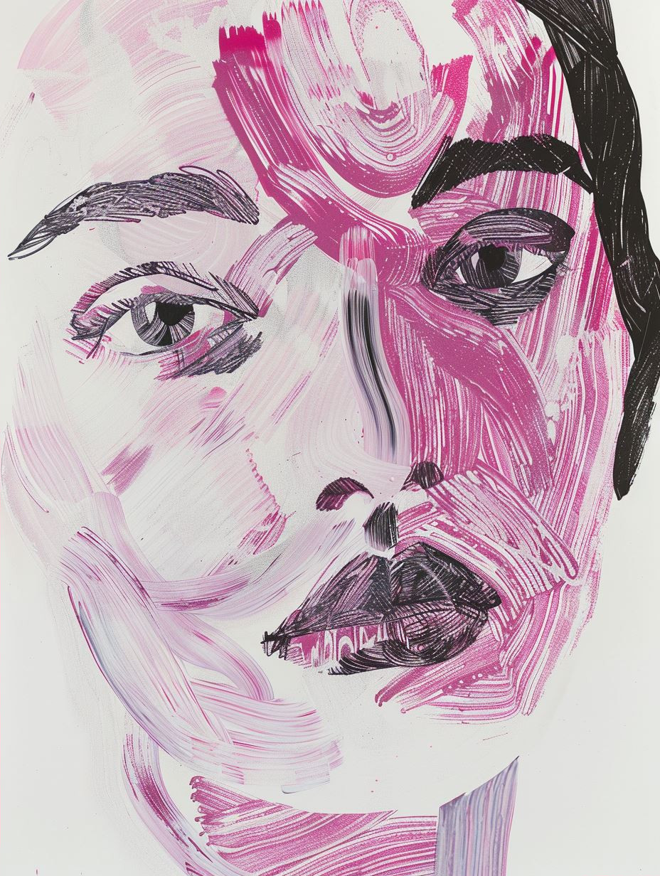 Fragmented Portraits in Magenta Hues - Image 2