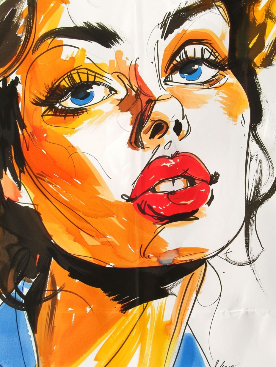 Vibrant Expressionist Female Portraits - Image 1