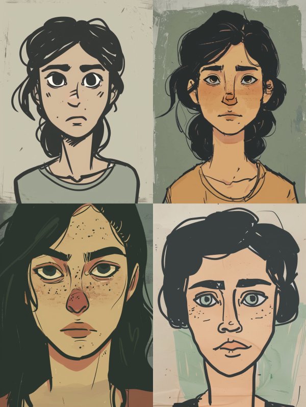 Melancholic Hand Drawn Portrait