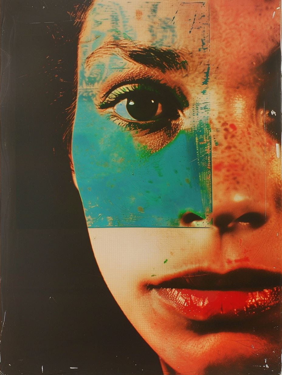 Fragmented Gazes in Neon Hue - Image 2