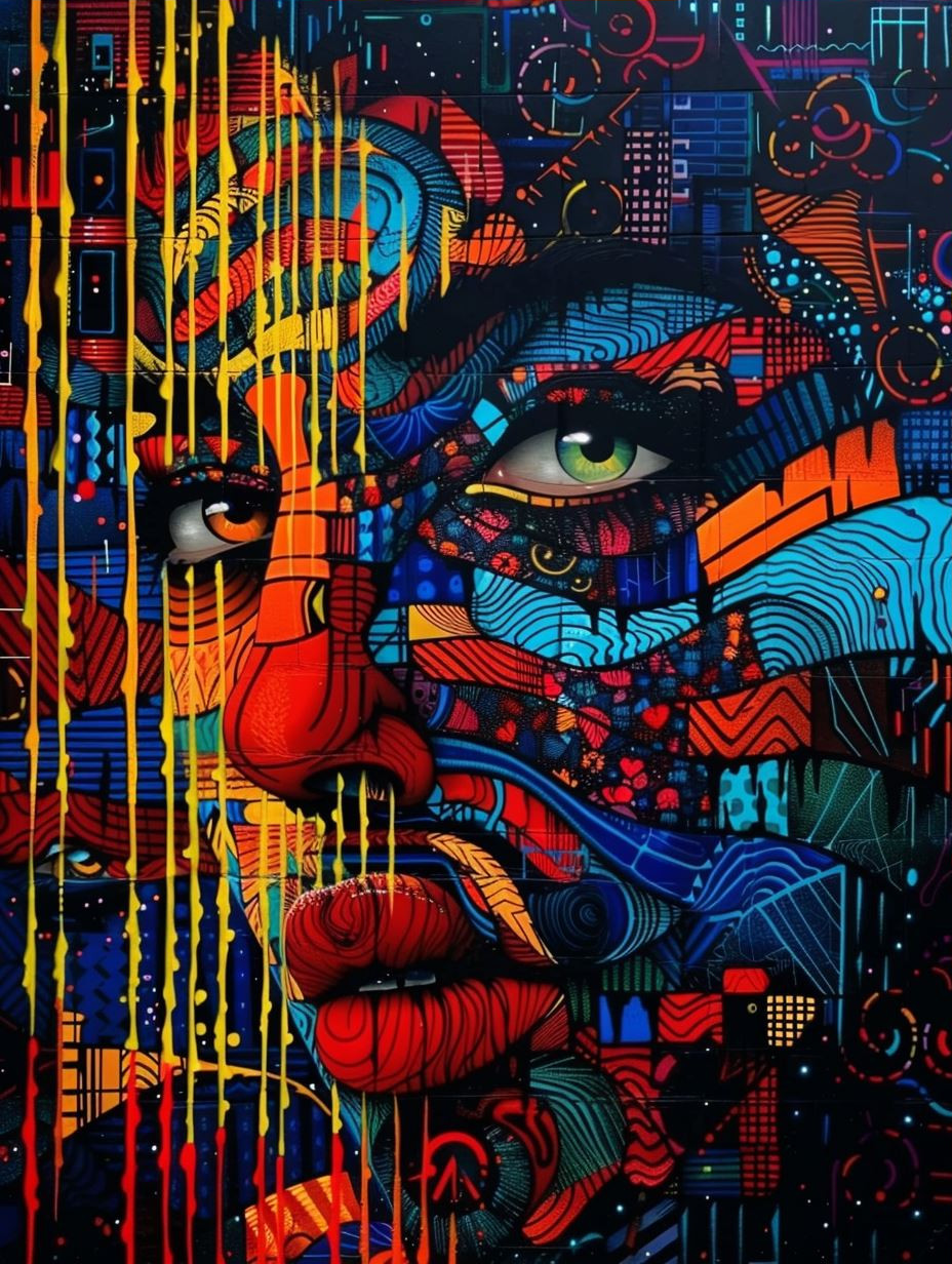 Neon Psychedelic Fragmented Portrait - Image 3
