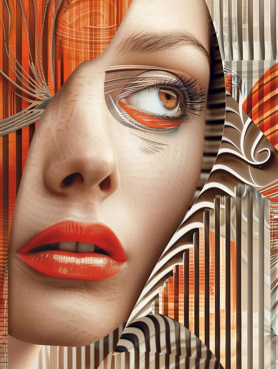 Fragmented Beauty in Orange - Image 1