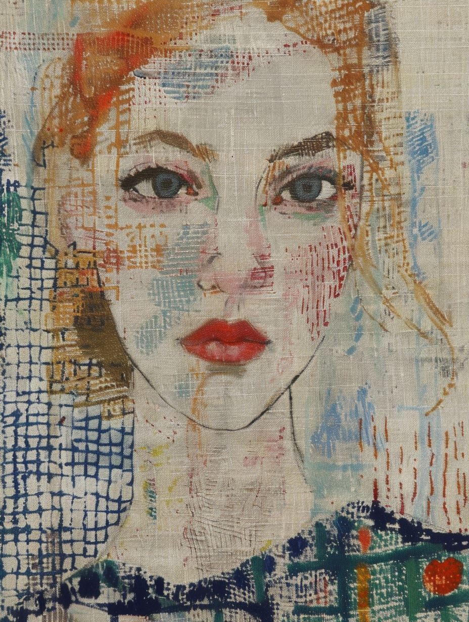 Abstract Textile Portrait in Blue - Image 3