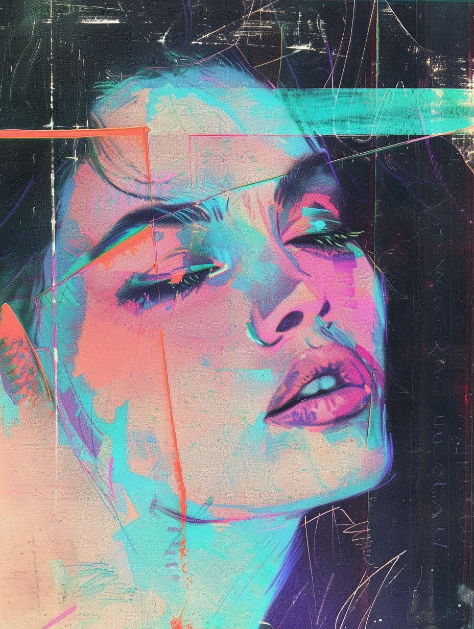 Neon Glitch Portrait Collage - Image 1