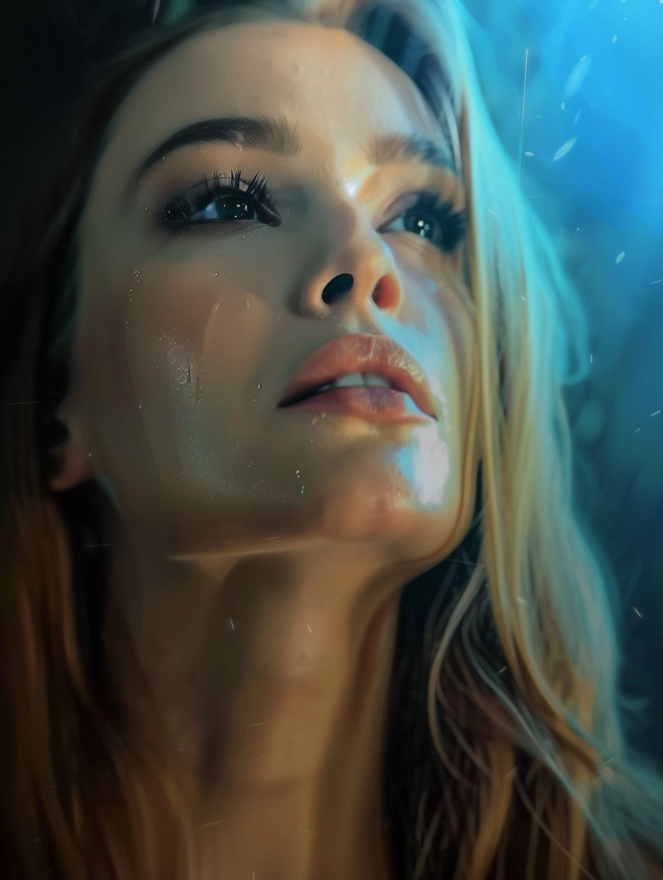 Ethereal Gaze in Cool Light - Image 1
