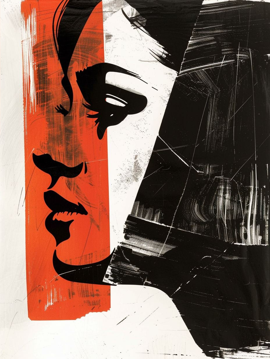 Bold Crimson Abstract Portraits - Image 2